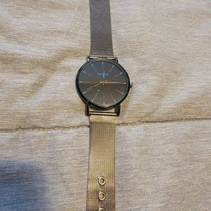 New Men's Geneva Black Face, Steel Band Minimalist Watch